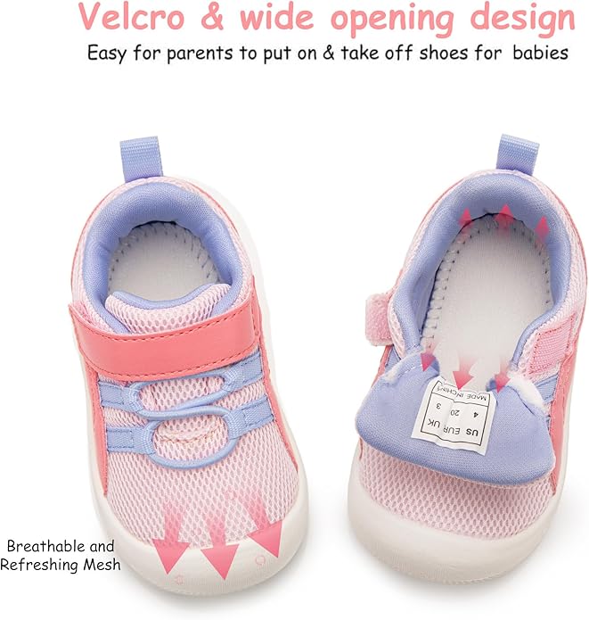 Wide Toddler Shoes Boys Girls Zero Drop Barefoot Infant First Walking Shoes Mesh Breathable Lightweight Soft Nonslip Baby Sneakers