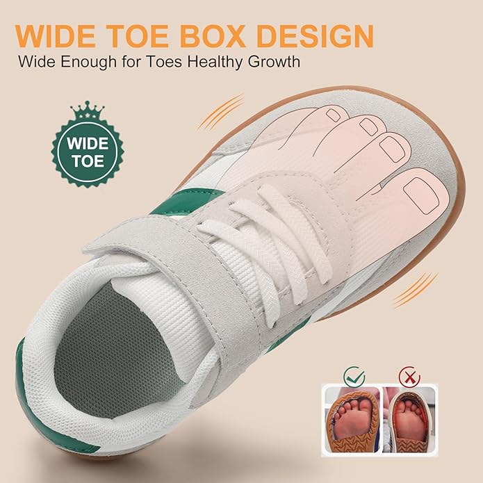 Toddler Wide Toe Box Shoes Zero Drop Minimalist Sneakers for Toddler/Little Kid Barefoot Slip on Tennis Shoes for Kids Boys Girls