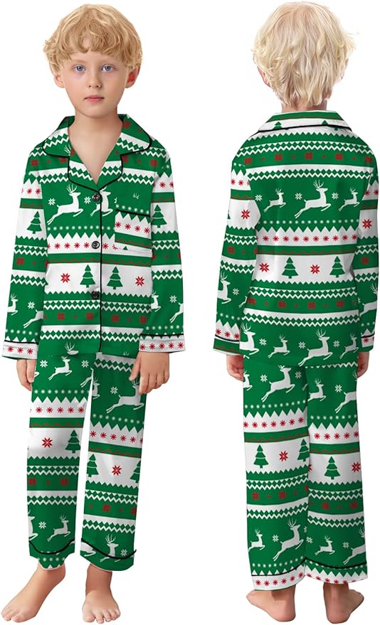 Schbbbta Family Matching Pajamas Holiday Sleepwear Long Sleeve Pjs Sets