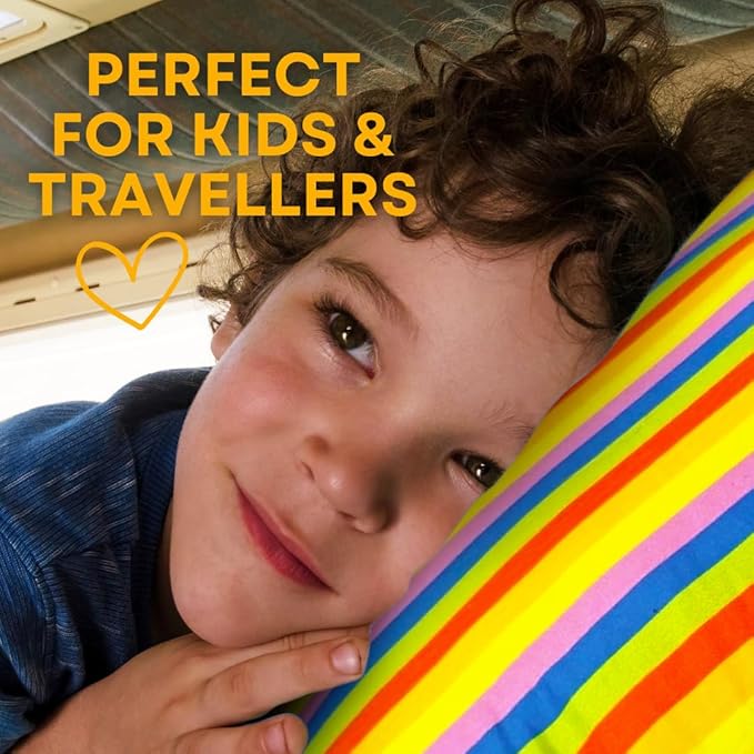 kinder Fluff Children Pillow (2Pk) 10x15in – First Pillow for Kids Age 2+, Bright Rainbow Design, 100% Cotton Sateen Stripe 300T, Down Alternative Fill, Machine Washable, Colourful Kids Cushion XS