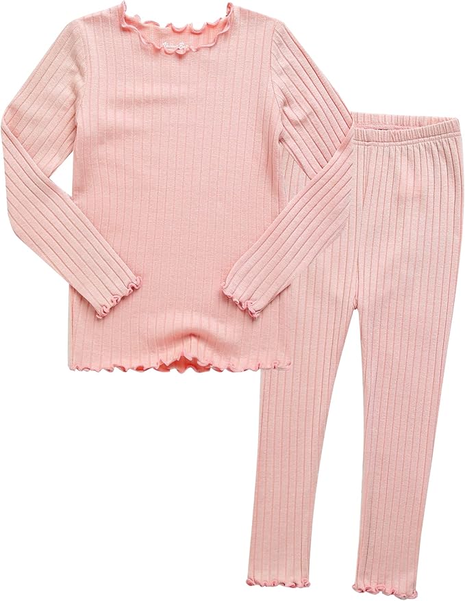 VAENAIT BABY 6M-12Y Infant Kids Toddler Junior Girls Soft Comfy Modal Tencel Shirring Sleepwear Pajamas 2pcs Set