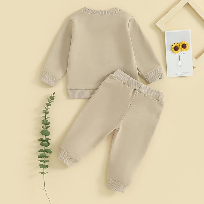 Fernvia Toddler Baby Girl Clothes 3 6 9 12 18 24 Months Fall Outfits Solid Long Sleeve Sweatshirt Tops + Pants Set