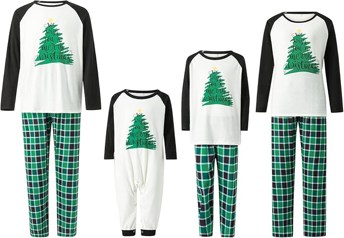 Awoscut Christmas Family Matching Pajamas Christmas Pjs Holiday Nightwear Sleepwear Sets Long Sleeve Pjs