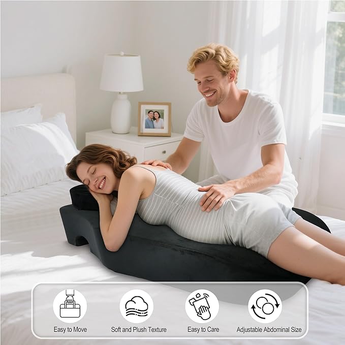 Pregnancy Massage Cushion & Headrest for Bed,Full Body Maternity Pillow with Belly and Breast Support,Prenatal Bolster for Relaxing,Ideal for Prone Massage After Breast Surgery & During Pregnancy