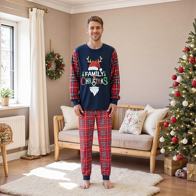 Awoscut Christmas Family Matching Pajamas Christmas Pjs Holiday Nightwear Sleepwear Sets Long Sleeve Pjs