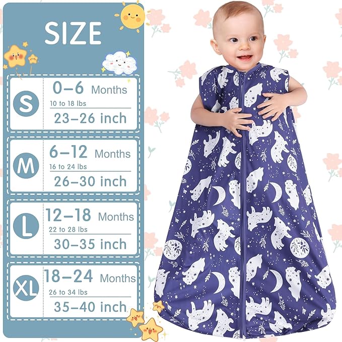 3 Pack Baby Sleep Sack 100% Rayon Cotton Baby Sleeping Bag 2-Way Zipper Toddler Wearable Blankets TOG 0.3. (Fox&Dinosaurs&Dark gray, 12-18 Months)