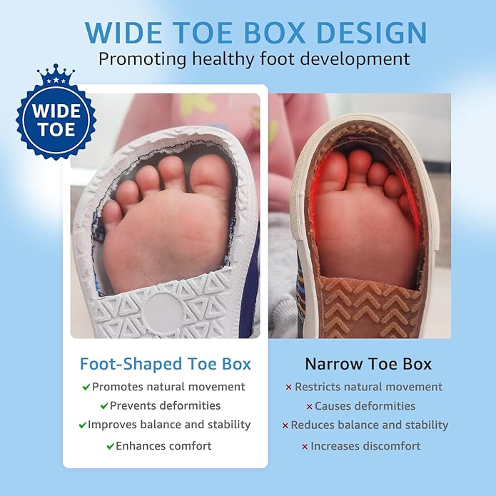 Toddler Wide Toe Box Barefoot Shoes Boys Girls Sneakers Zero Drop Kid Tennis Running Shoes Lightweight Non-Slip Comfortable Leather First Walking Shoe Outdoor Activities School