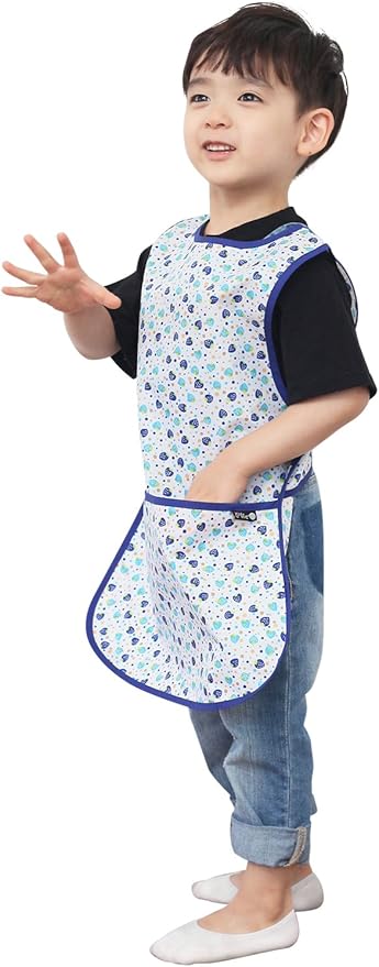 Kids Painting Apron – Waterproof Art Smock for Toddlers & Preschoolers, Messy Play, Baking, Crafts, Cooking, Mealtime