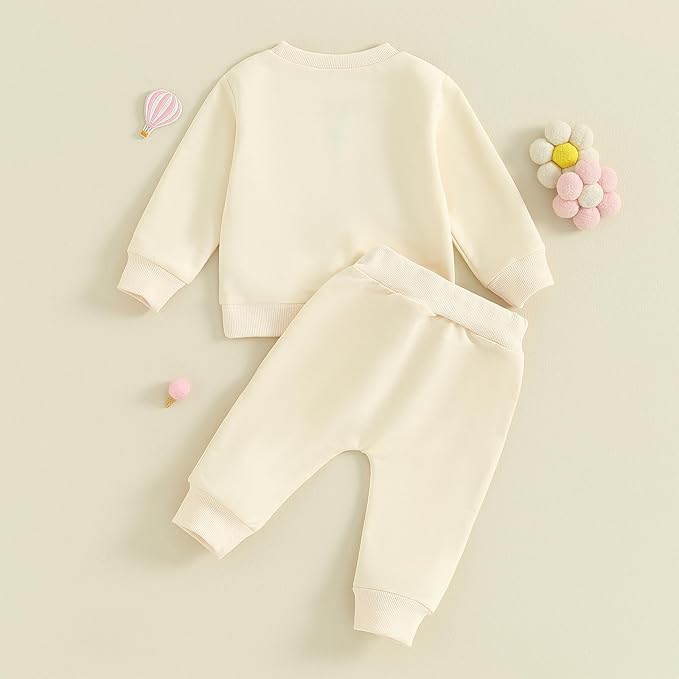 Fernvia Toddler Baby Girl Clothes 3 6 9 12 18 24 Months Fall Outfits Solid Long Sleeve Sweatshirt Tops + Pants Set