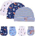 Baby Hat and Mittens Set Newborn Baby Hats Caps for Baby Boys Girls 0-6 Months 100% Cotton