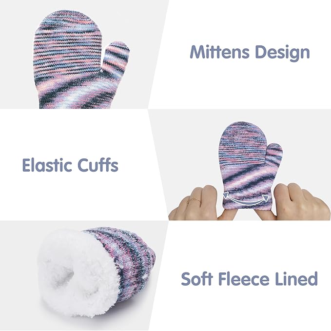 Kids Toddlers Winter Beanie Hats Gloves Neck Scarf Set Mittens Gifts for 0 6 12 Months 1 2 3 4-8 Year Old Baby Girls Boys