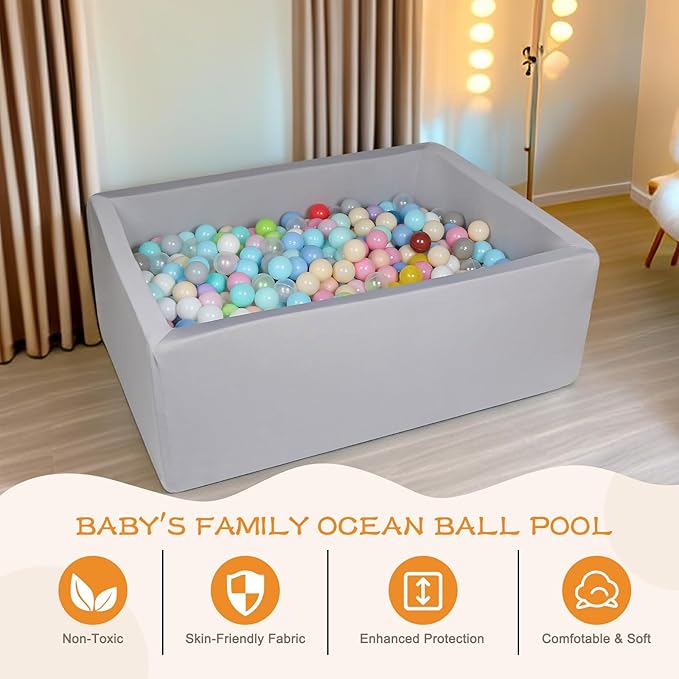 Foam Ball Pit - 42"x 30"x 13.8" Ball Pits for Toddlers, Soft Rectangle Kiddie Baby Playpen Ball Pool for Kids, Ideal Gift for Babies Indoor and Outdoor Game, Balls not Included