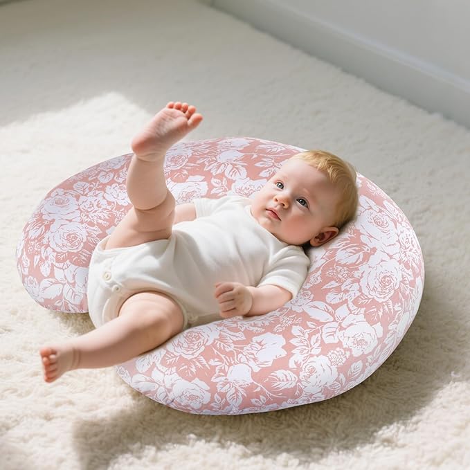 Baby Nursing Pillow for Breastfeeding, Adjustable Breast Feeding Pillow for Bottle Feeding, Ergonomic Support for Mom and Baby Healthier Nursing, for Newborn (Rose)