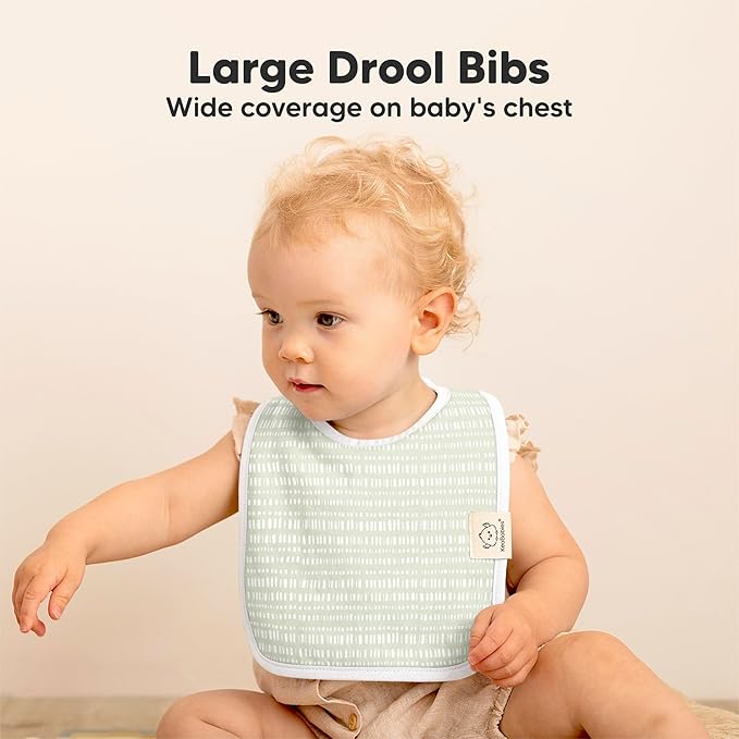 KeaBabies 8-Pack Organic Baby Bibs for Boys, Girls - Super Absorbent Cotton Drool Bibs for Baby Girl & Boy, Teething Toddler, Drooling Newborn, Ultra Soft & Machine Washable (Fleur)