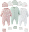 Fashion Baby Boy Girl Clothing Set Cotton Soft 3-Piece Long Sleeve Button Rompers 5-Pack Hats&Gloves Infant Clothes