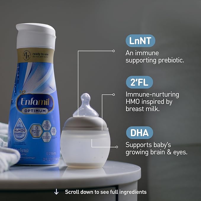 Enfamil Optimum (Enspire) Ready-to-Feed Baby Formula, Our Closest to Breast Milk, Brain-Building DHA, 32 Fl Oz, Pack of 6