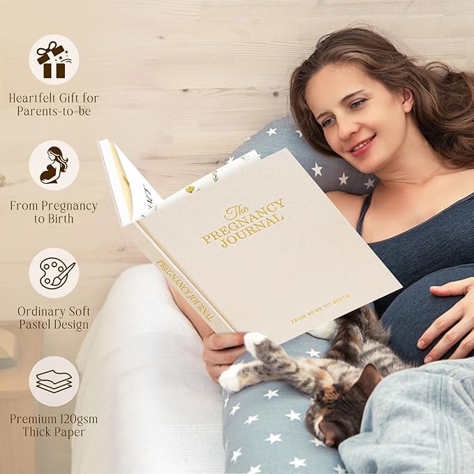 Lanpn My Pregnancy Journal Memory Book for First Time Mom, 156 Page Pregnant Announcement Must Have Planner Scrapbook, Pregnancy Tracking Diary Mom to Be Keepsake Gift for Expecting New Parent Beige
