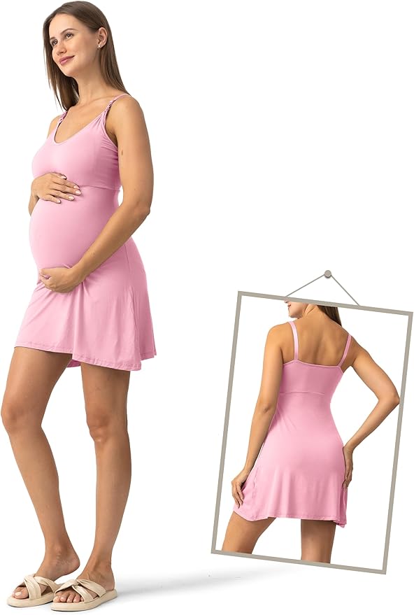 SUNNYBUY Women's Nursing Nightgown Maternity Robe Set, 3 in 1 Labor Delivery Breastfeeding Dress Postpartum Sleepwear