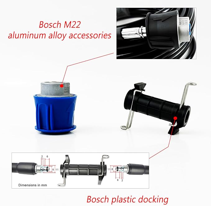 5800PSI/400Bar Ultra Flexible Pressure Washer Hose for Bosch Home Cleaning, 5M-30M High Pressure Extension Tube with Quick-Connect Adapter,(Red/Blue/Yellow/Green/Grey/Orange/Light Blue)(Orange,16FT)