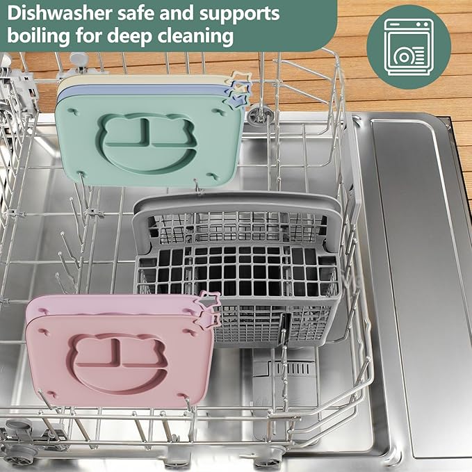 1 Pack Silicone Mat for Babies, Baby Placemat Built-in Suction Base and Equipped 4 Toy Straps & Anti-Peel Design, Activity Mat for Infants to Toddlers, Keeps Babies Essentials Off The Floor,Beige