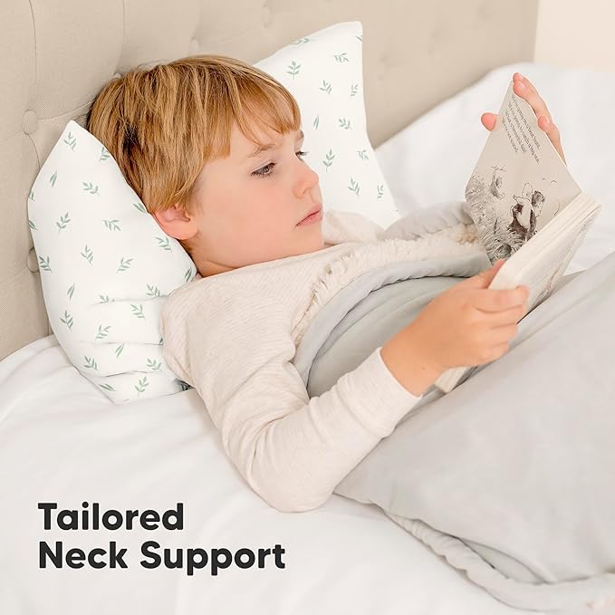KeaBabies 2-Pack Toddler Pillow 13x18 - Soft Organic Cotton Kids Travel Bed Pillows for Sleeping, School, Nap, Machine Washable, Toddlers 2 to 5, Pillowcase Sold Separately (Herb)