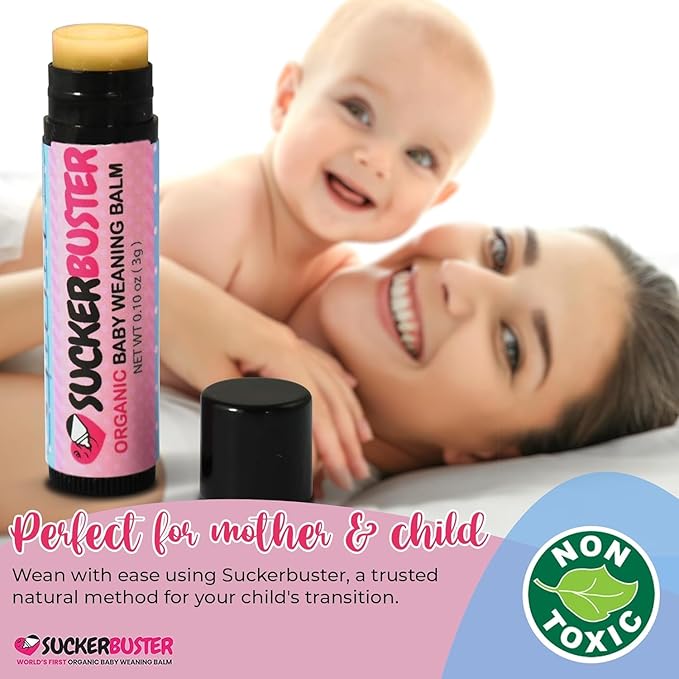 SUCKERBUSTER Baby Breastfeeding Weaning Balm Stick - 10oz, Organic Nipple Cream in Balm Stick - Postpartum Essentials, Stop Breastfeeding Essentials