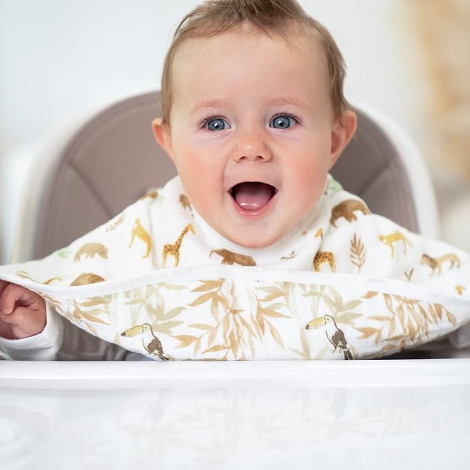 aden + anais Essentials Burpy Bib, 100% Cotton Muslin, Soft Absorbent 4 Layers, Multi-Use Burp Cloth and Bib, 22.5" X 11", Single, Tanzania