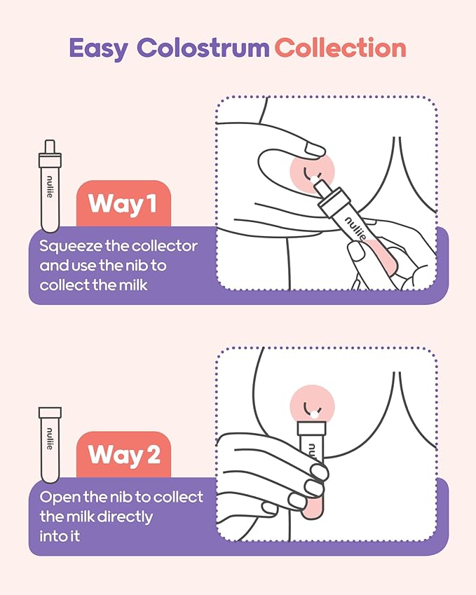 Nuliie Colostrum Collector Kit 7ml/12pcs, Leakproof, Reusable Breast Milk Collector, Heat & Freezer Resistant, BPA-Free, With Cotton Cloth Wipe, Storage Case, Cleaning Brush -Ready-to-Use for Newborns