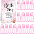 TrelaCo Bottle Chug Baby Shower Game 20 Pcs Baby Bottles Shower Favor with 1 Bear Theme Sign for Gender Reveal Party Supplies Gifts(Transparent Pink)