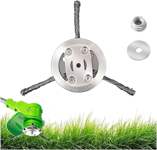6 Inch Steel Wire Rotary Heavy Duty Weed Brush Cutter Wheel Grass String Trimmer Blades Head Universal Metal Wire Weed Eater Trimming Head Replacement Weed Wacker Weedeater Attachments (3 heads - 8in)