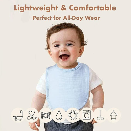 8-Pack Cotton Baby Drool Bibs - Quick-Dry Absorbent Bandana Bibs, Adjustable Snaps for Newborn to 24M