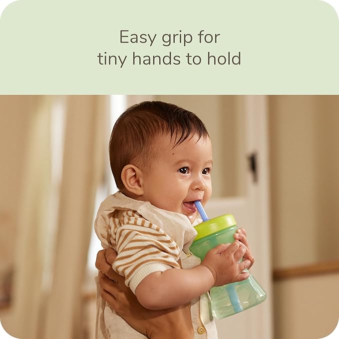 NUK Fun Grip Straw Cup, 3-Pack - Toddler Sippy Cup with Straw for Easy Drinking, Suitable for Ages 8 Months and Up