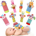 Wrist Rattles Foot Finder Rattle Sock Baby Toy, Rattle Toy, Arm Hand Bracelet Rattle, Feet Leg Ankle Socks, Activity Rattle Present Gift for Newborn Infant Babies Boy Girl Bebe (8 pcs-A)