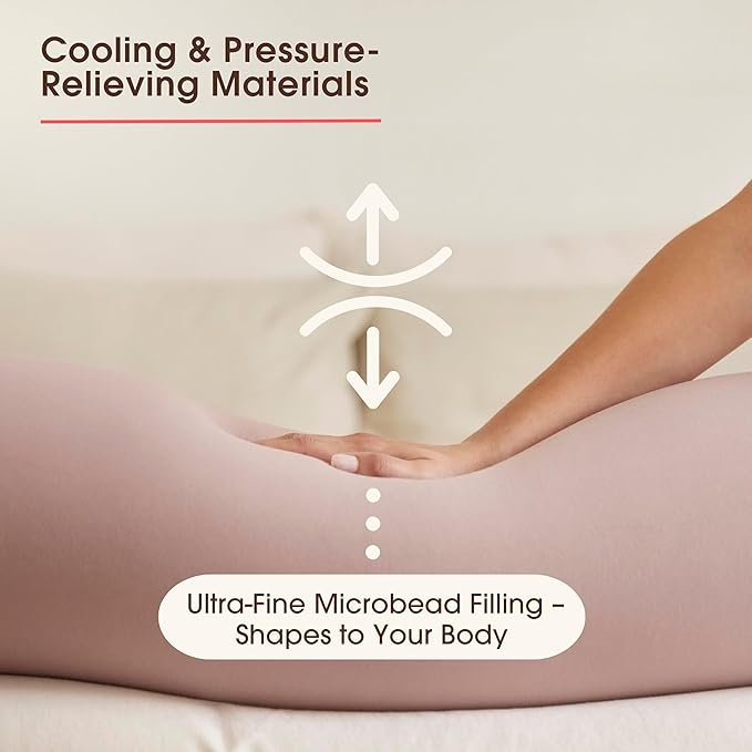 bbhugme Adjustable Pregnancy Pillow – Full Body Support for Side Sleeping - Adjustable Firmness and Shape - Supports Back, Legs, Belly, HIPS for Pregnant Women - Removable Cover - Dusty Pink