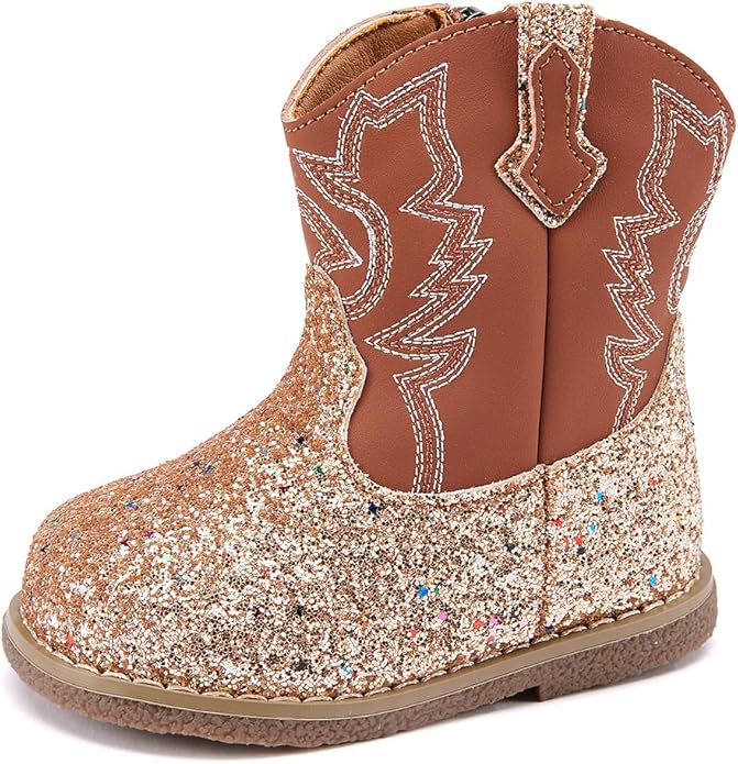 BMCiTYBM Baby Cowboy Cowgirl Boots Infant Western Shoes Boys Girls Round Toe Boots All Seasons 6-24 Months