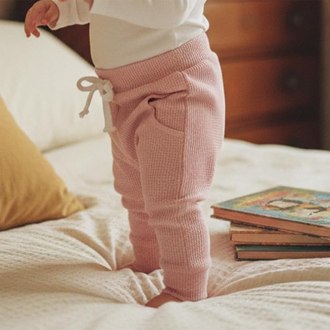 Sejardin Toddler Baby Boy Girl Pants 3 Pack Solid Color Elastic Waist Jogger Sweatpants Newborn Infant Casual Bottoms