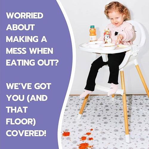 60 Pack Disposable Splat Mats by Eli with Love - Extra Large 49"x49" 100% Waterproof Baby Splat Mat for Under High Chair - Plastic Mat Liner for Floor - Protect from Spills (Floral, 60 Pack)
