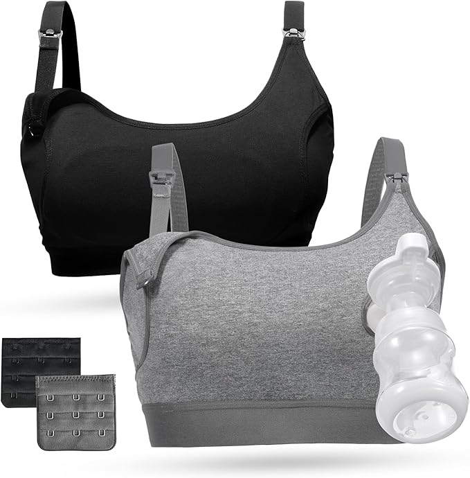 Momcozy Pumping Bra, Pumping Bra Hands Free All Day Wear Pumping & Nursing Bra in One Holding Breast Pump for Spectra, Medela