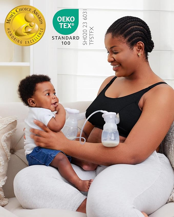 Momcozy Pumping Bra, Pumping Bra Hands Free All Day Wear Pumping & Nursing Bra in One Holding Breast Pump for Spectra, Medela