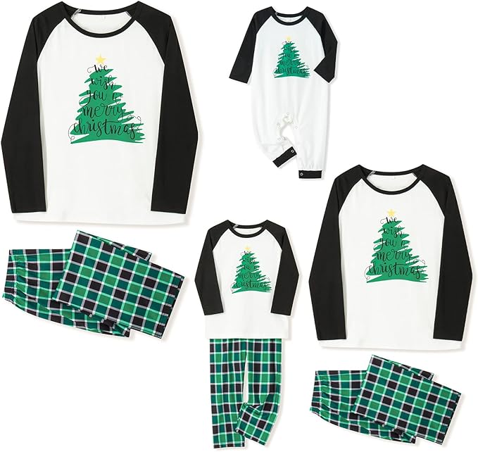 Awoscut Christmas Family Matching Pajamas Christmas Pjs Holiday Nightwear Sleepwear Sets Long Sleeve Pjs