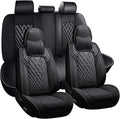 Car Seat Cover Full Set, Waterproof Leather Seat Cover,Front and Rear Auto Seat Cover, Car Seat Cushion, Full Coverage Car Seat Protector Universal Fit Most Cars (5 Seat-Headrest,Black)