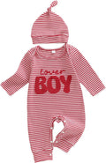 Fernvia Newborn Baby Boy Clothes Letters Print Bodysuit 3 6 9 12 18 Months Long Sleeve Jumpsuit with Hat 2PCS Outfits Set