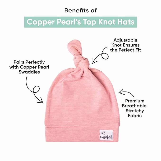 Copper Pearl Baby Beanie Hat Top Knot Stretchy Soft Stella