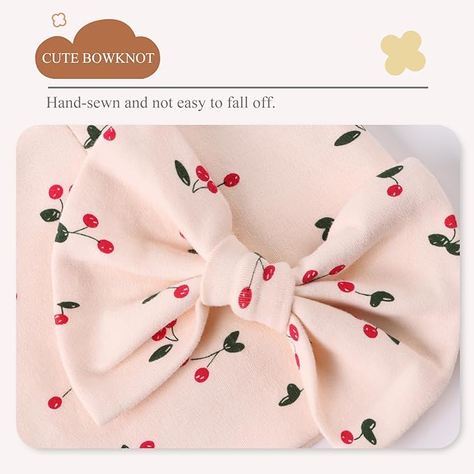 Bamery Newborn Baby Girl Hat Cotton Baby Bow Beanie Preemie Hats Spring Infant Hats for Girls 0-12 Months