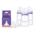 Lansinoh NaturalWave Fast Flow Nipples (2 ct) + 8 oz Anti-Colic Baby Bottles (3 ct) With Medium Flow Nipples, BPA/BPS-Free, Soft Silicone for Comfortable Feeding