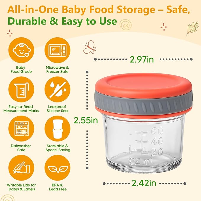 Tronco Glass Food Storage Jars with Lids (4 oz, 12 Pack) – Baby Food, Breast Milk, Snacks, Puree, Reusable Small Containers for Meal Prep, Spice Storage, Freezer, Microwave, Dishwasher Safe