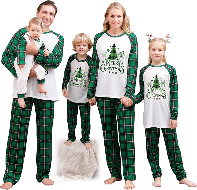 Awoscut Christmas Family Matching Pajamas Christmas Pjs Holiday Nightwear Sleepwear Sets Long Sleeve Pjs