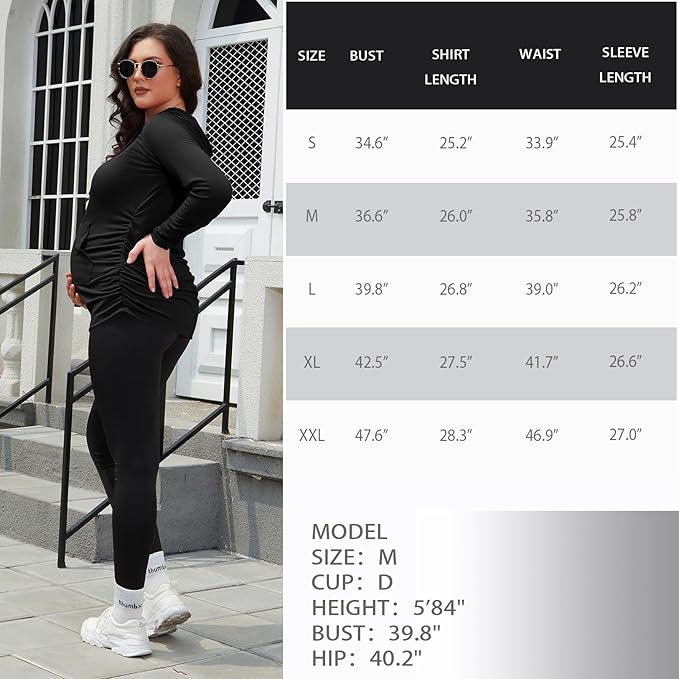 GINKANA Maternity Hoodie Long Sleeves Shirts Casual Maternity Top Pregnancy Sweatshirt Casual Clothes