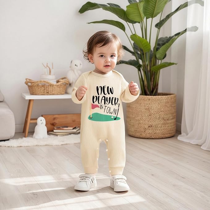 Fernvia Newborn Baby Boy Clothes Letters Print Bodysuit 3 6 9 12 18 Months Long Sleeve Jumpsuit with Hat 2PCS Outfits Set