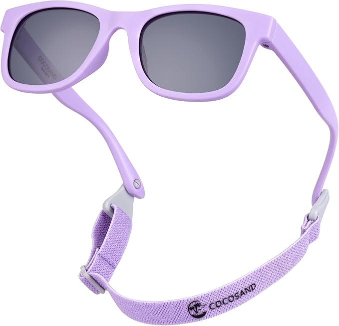 COCOSAND Flexible Baby Sunglasses with Strap Polarized UV Protection for Toddler Infant Newborn Boy Girl Age 0-24 Months